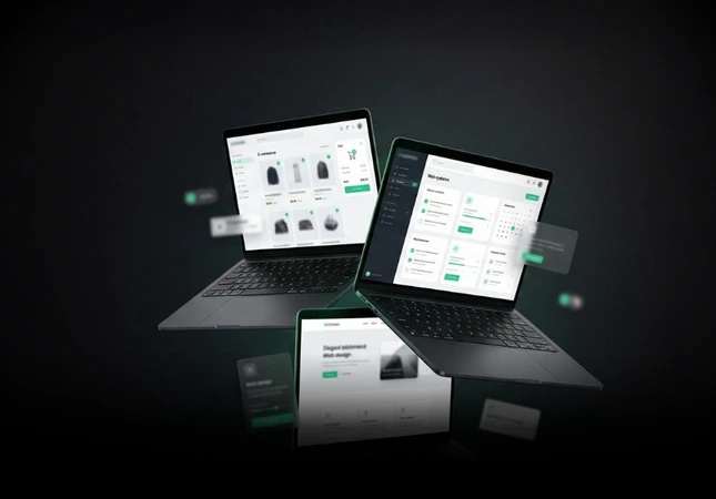 Home 1 imagen de fondo mostarndo latops con proyectos de sitios web